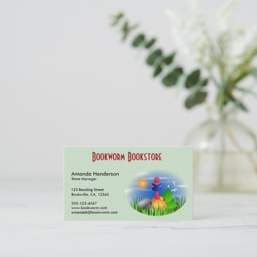かわいいおもしろいブックワーム書店の名刺 名刺 (スタンド正面)