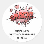 かわいいおもしろいブライダルシャワーレトロ結婚ズ ラウンドシール (正面)