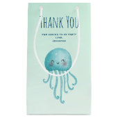 かわいいおもしろいブルーグリーンクラゲパーティーありがとう スモールペーパーバッグ (正面)