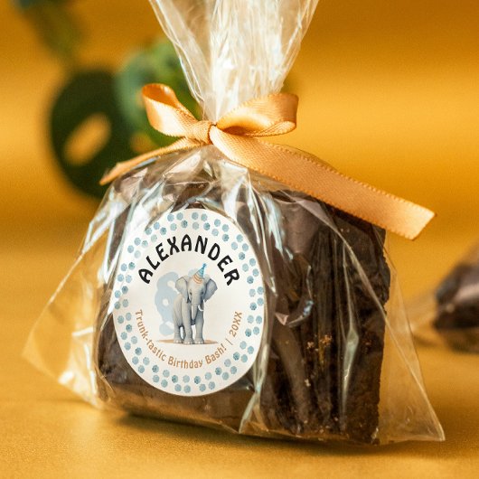 かわいいおもしろいブルーベビーゾウかわいいジャングルウォーターの色 ラウンドシール