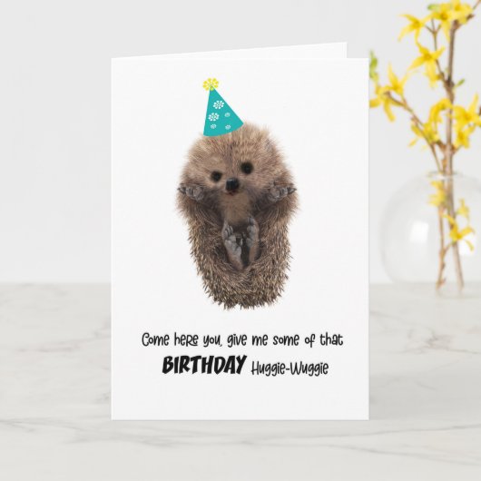 かわいいおもしろいヘッジホッグ誕生日グリーティングカード カード (黄色い花)