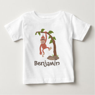 かわいいおもしろいベビーオランウータン漫画イラストレーション ベビーTシャツ