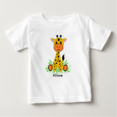 かわいいおもしろいベビーキリン子供へ ベビーTシャツ (正面)