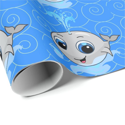 かわいいおもしろいベビークジラ ラッピングペーパー (ロールコーナー)