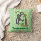 かわいいおもしろいベビーゴリラ漫画イラストレーション クッション (ブランケット)