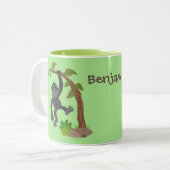 かわいいおもしろいベビーゴリラ漫画イラストレーション ツートーンマグカップ (正面左)