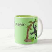 かわいいおもしろいベビーゴリラ漫画イラストレーション ツートーンマグカップ (正面右)