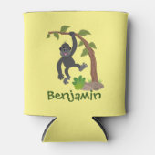 かわいいおもしろいベビーゴリラ漫画イラストレーション 缶クーラー (正面)