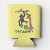 かわいいおもしろいベビーゴリラ漫画イラストレーション 缶クーラー (裏面)