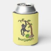 かわいいおもしろいベビーゴリラ漫画イラストレーション 缶クーラー (缶裏面)