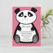 かわいいおもしろいベビーパンダ女の子の赤ちゃん 招待状 (スタンド正面)