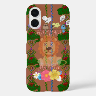 かわいいおもしろいベビーライオンと驚くべきフローラアイディア iPhone 16ケース