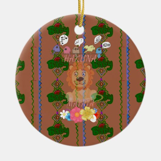 かわいいおもしろいベビーライオンキングハクナマタタ最新のedg セラミックオーナメント (正面)