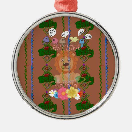 かわいいおもしろいベビーライオンキングハクナマタタ最新のedg メタルオーナメント (正面)