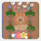 かわいいおもしろいベビーライオンキング:ハクナマタタデザイン スクエアシール (正面)