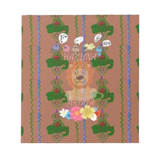 かわいいおもしろいベビーライオンキング:ハクナマタタデザイン ノートパッド (正面)