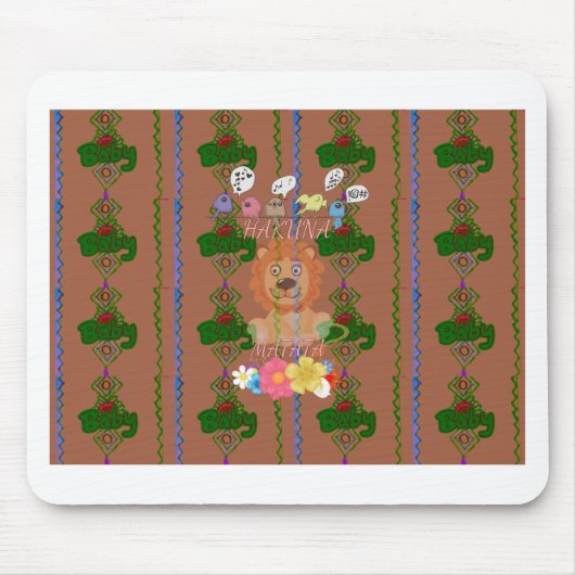 かわいいおもしろいベビーライオンキング:ハクナマタタデザイン マウスパッド (正面)