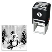 かわいいおもしろいペンギン。 セルフインキングスタンプ (インサイチュ)