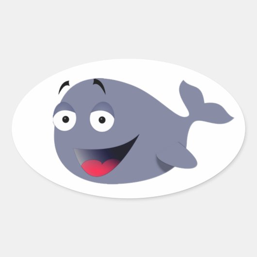 かわいいおもしろいホエールキッズパーティースケッチ 楕円形シール (正面)