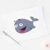 かわいいおもしろいホエールキッズパーティースケッチ 楕円形シール (封筒)