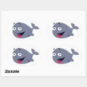 かわいいおもしろいホエールキッズパーティースケッチ 楕円形シール (シート)