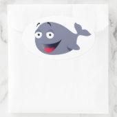 かわいいおもしろいホエールキッズパーティースケッチ 楕円形シール (バッグ)