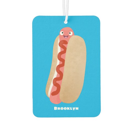 かわいいおもしろいホットドッグウィーナー漫画 カーエアーフレッシュナー (裏面)