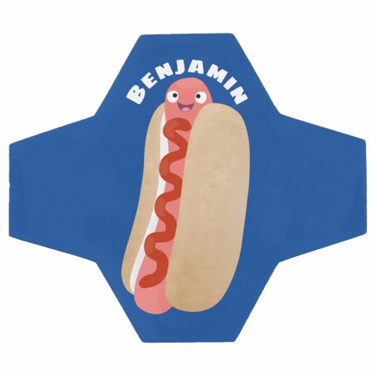 かわいいおもしろいホットドッグウィーナー漫画 サッカーボール (フラット)