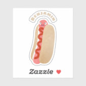 かわいいおもしろいホットドッグウィーナー漫画 シール (シート)