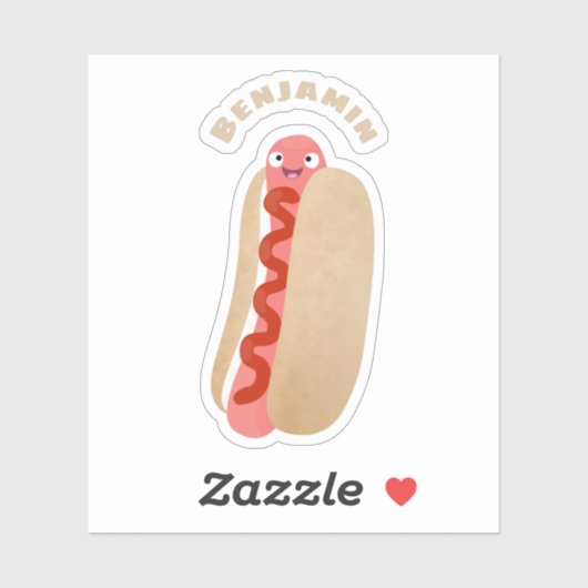 かわいいおもしろいホットドッグウィーナー漫画 シール (シート)