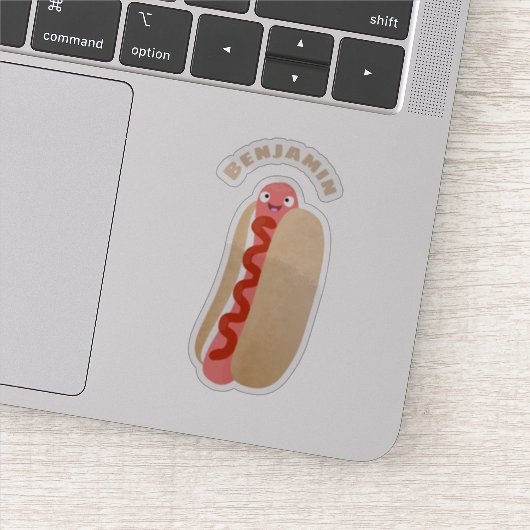 かわいいおもしろいホットドッグウィーナー漫画 シール (詳細)