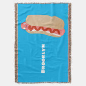 かわいいおもしろいホットドッグウィーナー漫画 スローブランケット (正面縦)