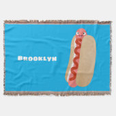 かわいいおもしろいホットドッグウィーナー漫画 スローブランケット (正面)