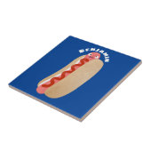 かわいいおもしろいホットドッグウィーナー漫画 タイル (側面)