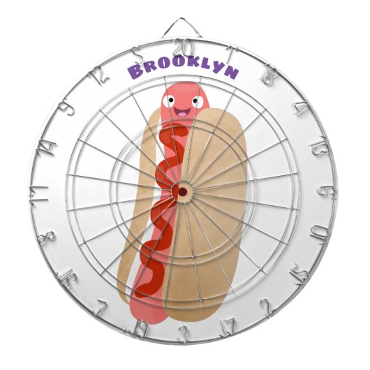 かわいいおもしろいホットドッグウィーナー漫画 ダーツボード (正面)