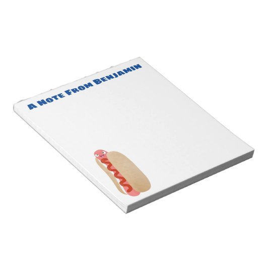 かわいいおもしろいホットドッグウィーナー漫画 ノートパッド (アングル)