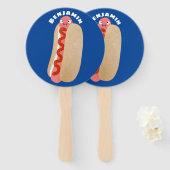 かわいいおもしろいホットドッグウィーナー漫画 ハンドファン (正面&裏面)