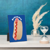 かわいいおもしろいホットドッグウィーナー漫画 フォトプラーク (側面)
