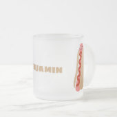 かわいいおもしろいホットドッグウィーナー漫画 フロストグラスマグカップ (正面右)