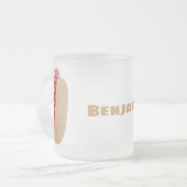 かわいいおもしろいホットドッグウィーナー漫画 フロストグラスマグカップ (正面左)