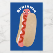 かわいいおもしろいホットドッグウィーナー漫画 フードラベル (シングルラベル)