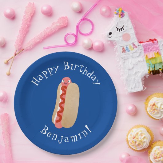 かわいいおもしろいホットドッグウィーナー漫画 ペーパープレート (パーティー)