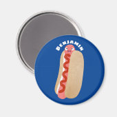 かわいいおもしろいホットドッグウィーナー漫画 マグネット (正面/裏面)