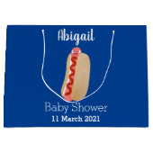 かわいいおもしろいホットドッグウィーナー漫画 ラージペーパーバッグ (正面)