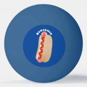 かわいいおもしろいホットドッグウィーナー漫画 卓球ボール (裏面)