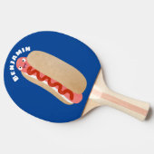 かわいいおもしろいホットドッグウィーナー漫画 卓球ラケット (横)