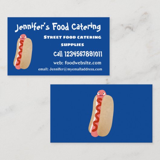 かわいいおもしろいホットドッグウィーナー漫画 名刺 (正面/裏面)