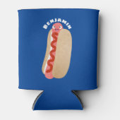 かわいいおもしろいホットドッグウィーナー漫画 缶クーラー (正面)