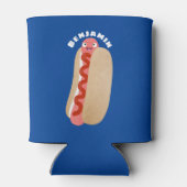 かわいいおもしろいホットドッグウィーナー漫画 缶クーラー (裏面)