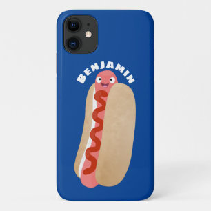 かわいいおもしろいホットドッグウィーナー漫画 iPhone 11 ケース